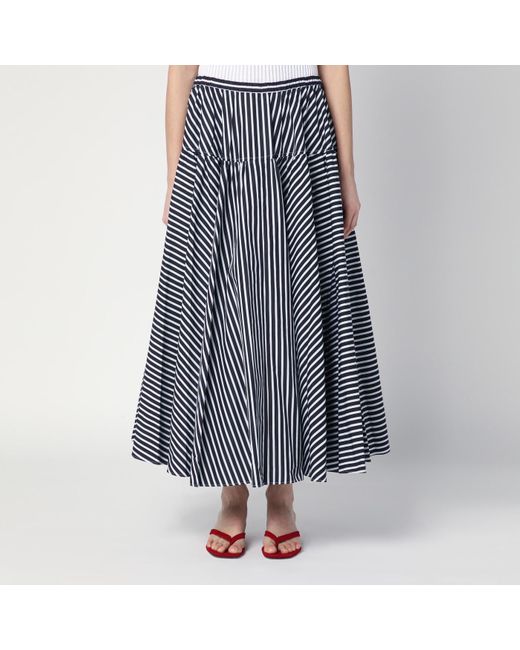 Patou Blue Wide And Striped Skirt