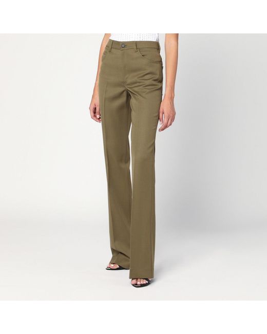 The Attico Green Military Wool Gabardine Trousers