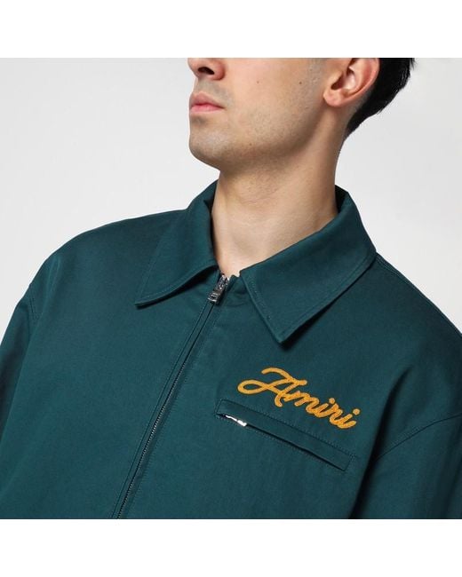 Amiri Grüne Jacke Mit Reißverschluss Und Logo in Green für Herren