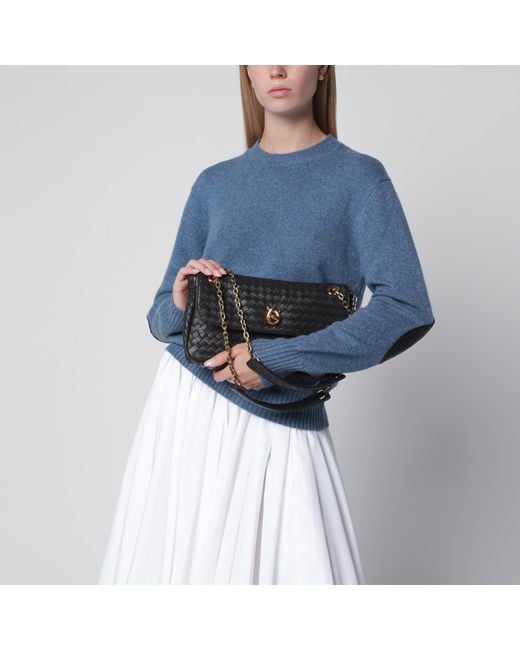 Bottega Veneta Black Madison Intrecciato Lambskin Shoulder Bag