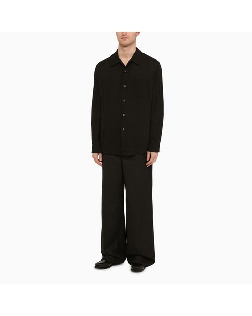 Séfr Black Wool-blend Wide Trousers for men