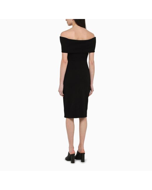 Bottega Veneta Black Dress With Bare Nylon Shoulders