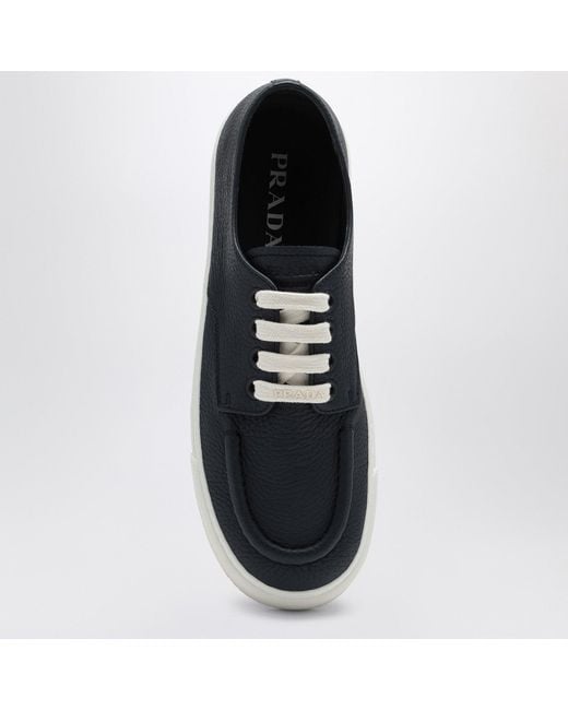 Prada Blue Baltic Hammered Leather Sneakers for men