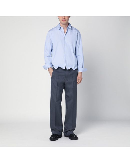 Prada Blue Mohair And Silk Straight Pants for men