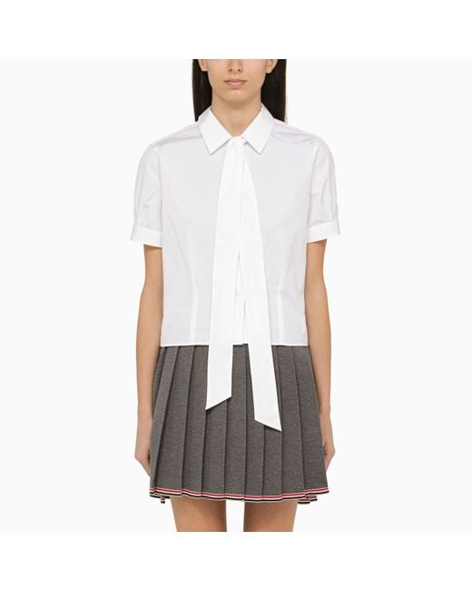 Thom Browne White Cotton Shirt With Bow