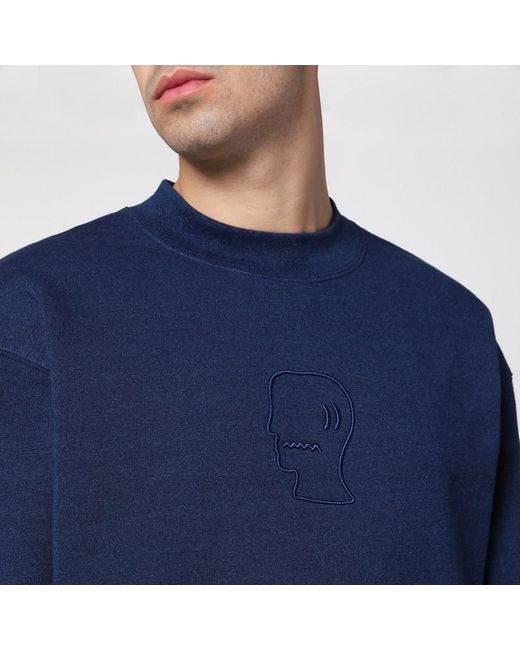 Felpa girocollo indaco in cotone felpato di Brain Dead in Blue da Uomo