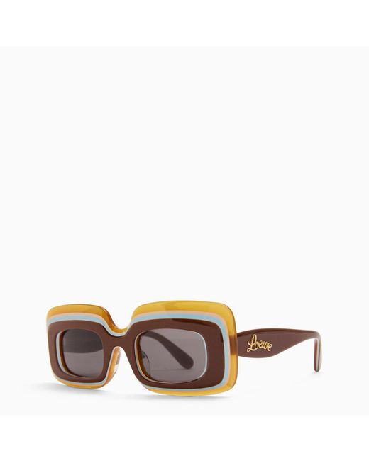 Loewe Brown /multicoloured Rectangular Acetate Sunglasses