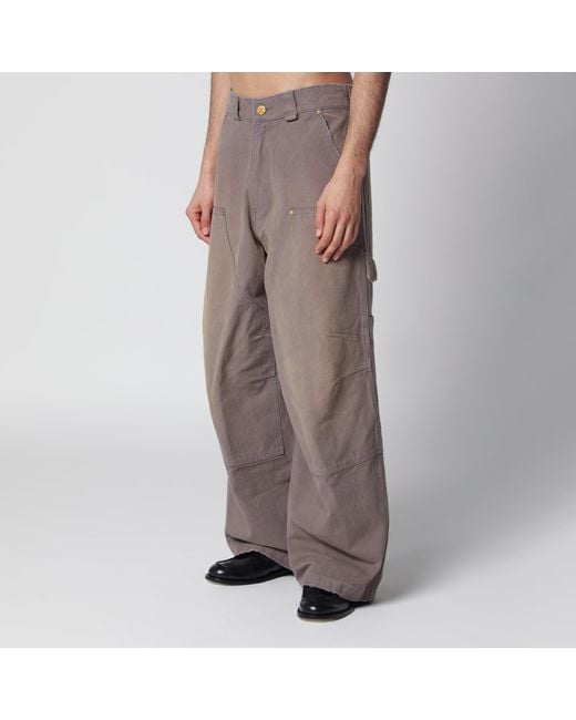 Willy Chavarria Brown Graphite Double Knee Trousers With Vintage Effect for men