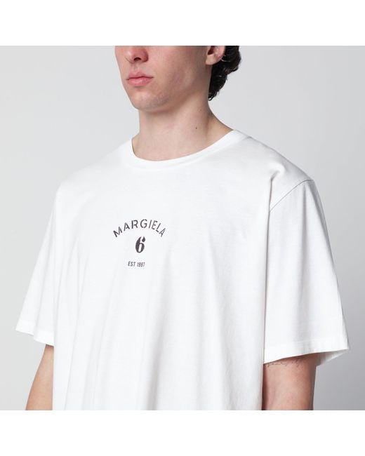 MM6 by Maison Margiela White T-Shirt With Logo Print for men