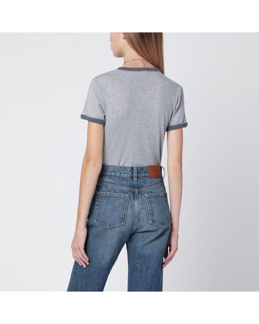 T-shirt baby fit in jersey chiné con stampa logo di Chloé in Gray