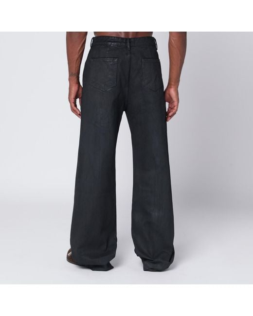 Rick Owens Wide-leg Waxed Denim Jeans in Black for Men | Lyst