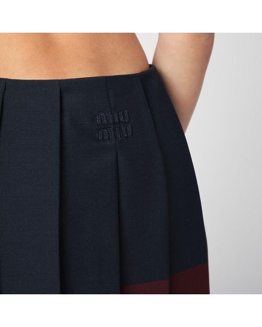Gonna amaranto/blu navy in kid mohair di Miu Miu in Red