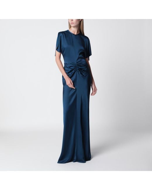 Victoria Beckham Blue Ocean Isabella Satin Crãªpe Maxi Dress