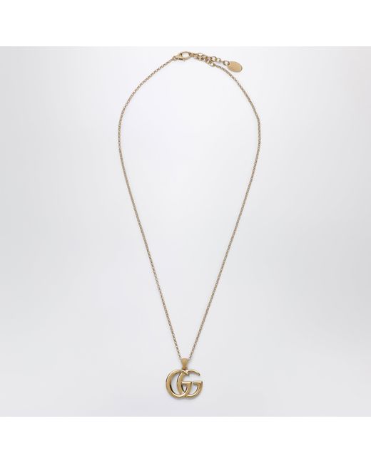 Gucci Metallic Gg Marmont Necklace With-Tone Double G Pendant