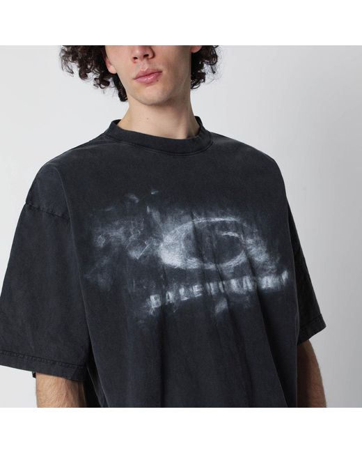Balenciaga Black Washed Crayon Logo Fit T-Shirt for men