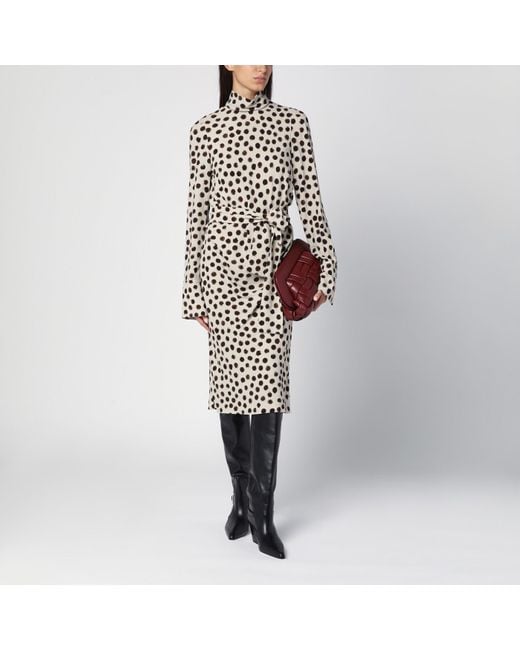 Dries Van Noten White Écru Polka Dot Dress With Bow