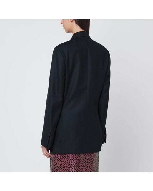 Dries Van Noten Black Double Breasted Wool Jacket