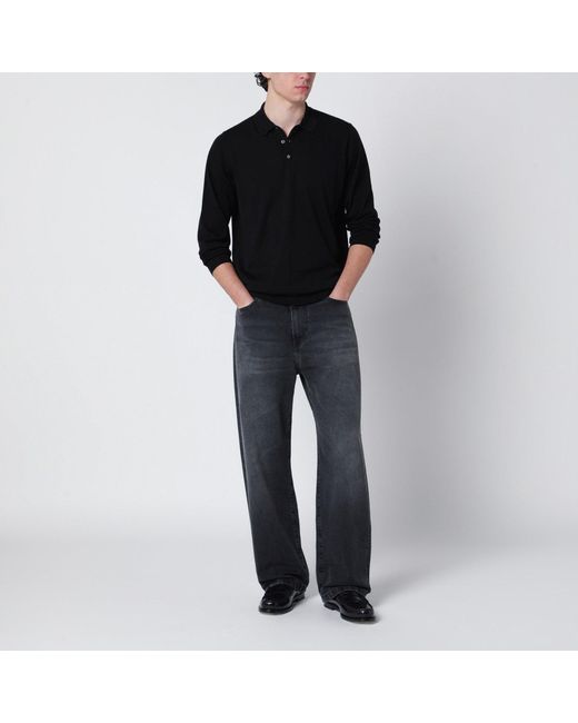 Drumohr Black Cotton Polo Shirt for men