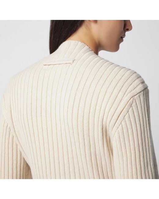 Victoria Beckham Natural Ribbed Sweater