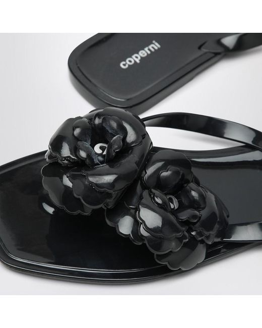 Coperni Black Silicone Flower Flip-flops