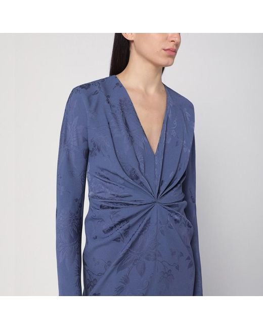 Etro Blue Jacquard-Effect Dress