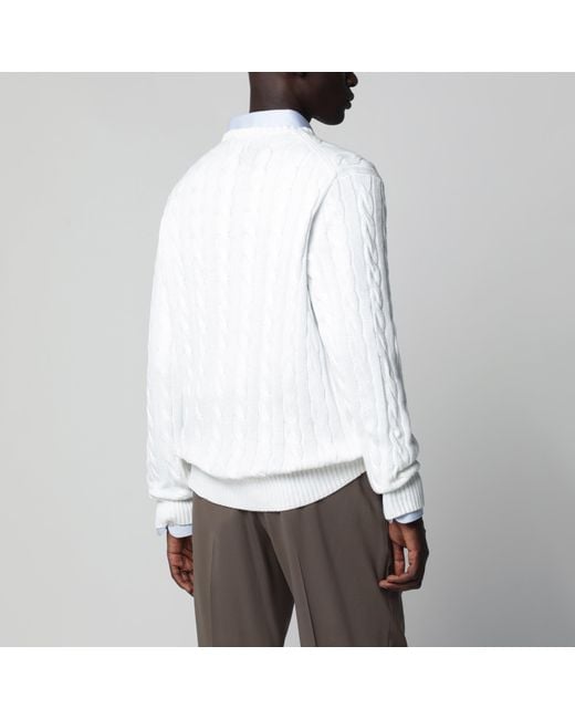 Polo Ralph Lauren White Cable-Knit Cotton Sweater for men