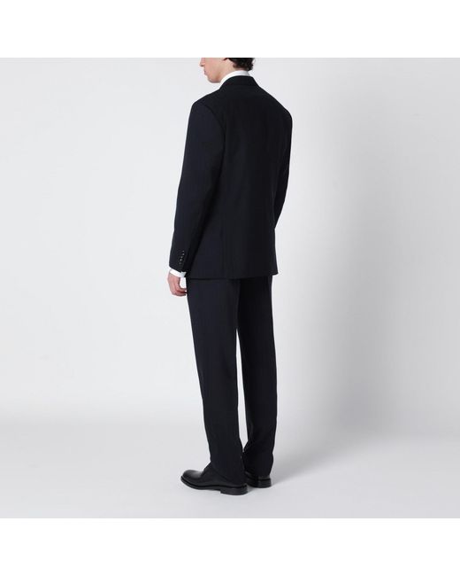 Lardini Black Pinstripe Wool Single-Breasted Suit for men