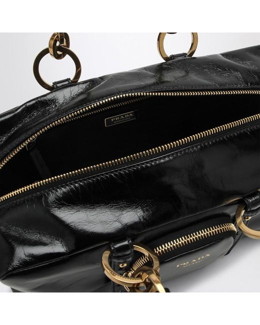 Bauletto dangle medium in pelle di Prada in Black