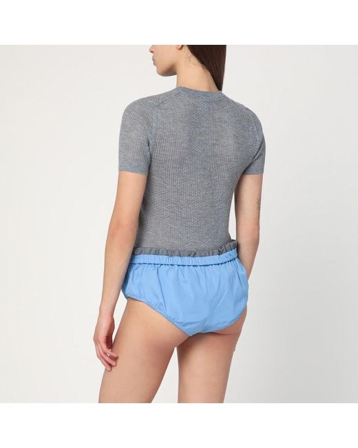 Miu Miu Blue Cashmere Sweater With Logo