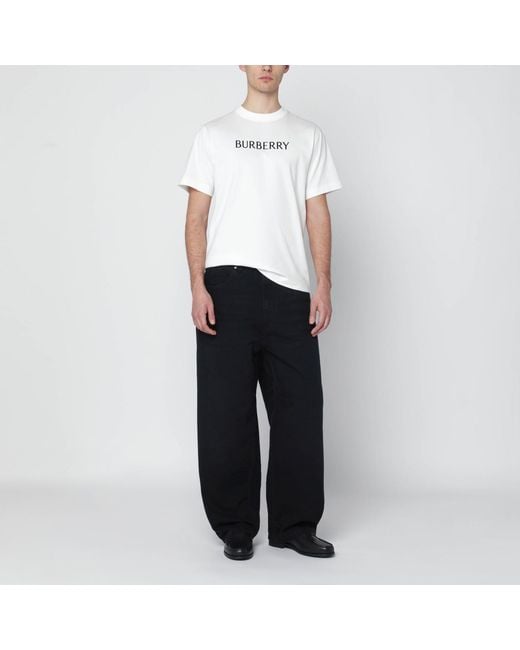 Burberry White T-Shirt With Logo Print for men