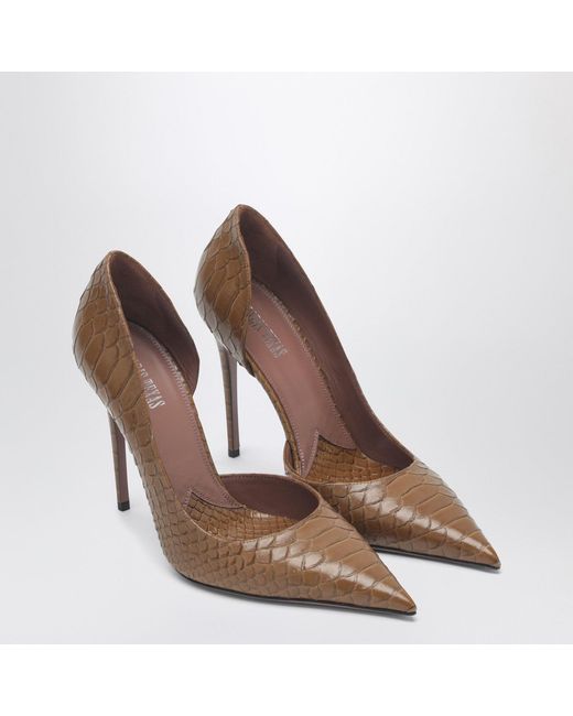 Paris Texas Brown Vera 105 Coffee-Colored Pumps With Python-Effect