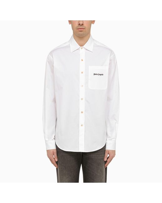 Palm Angels White Shirt With Logo for men