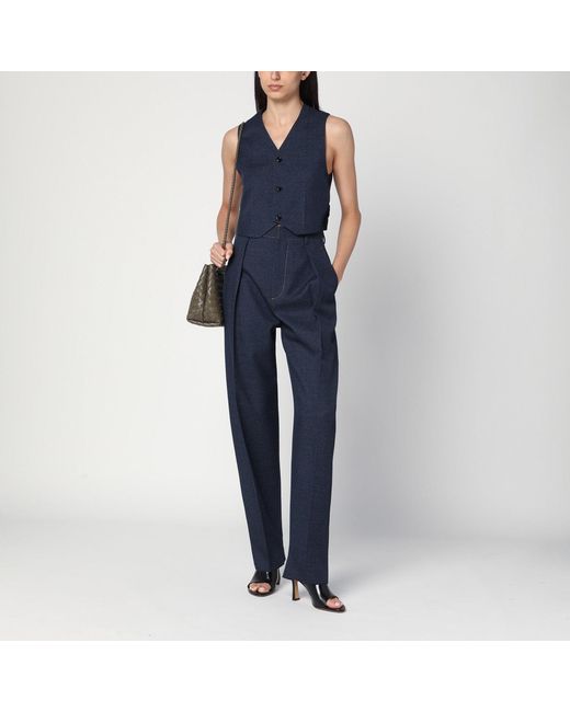 Bottega Veneta Blue Dark Indigo Pants In Wool Blend