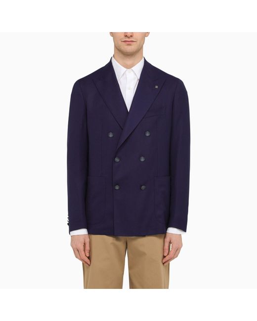 Tagliatore Blue Double-Breasted Jacket In for men