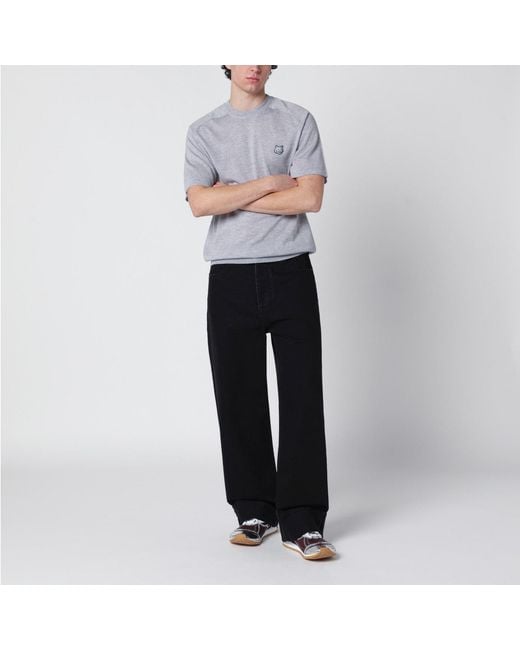 Maison Kitsuné Gray Mélange Fox Head Wool Sweater for men