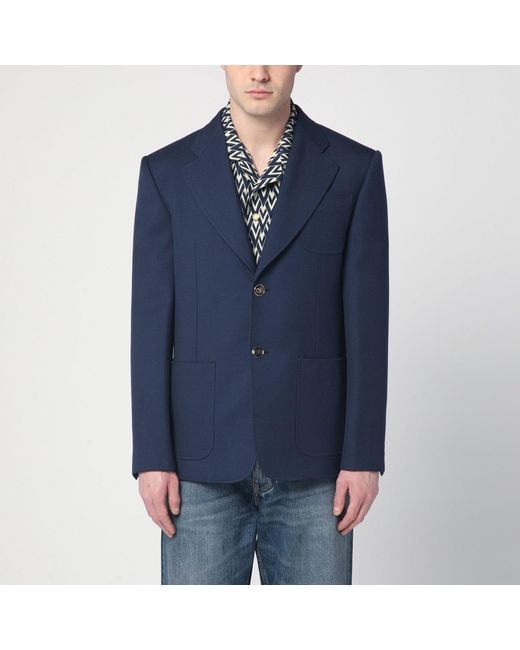 Valentino Blue Single-breasted Wool Jacket for men