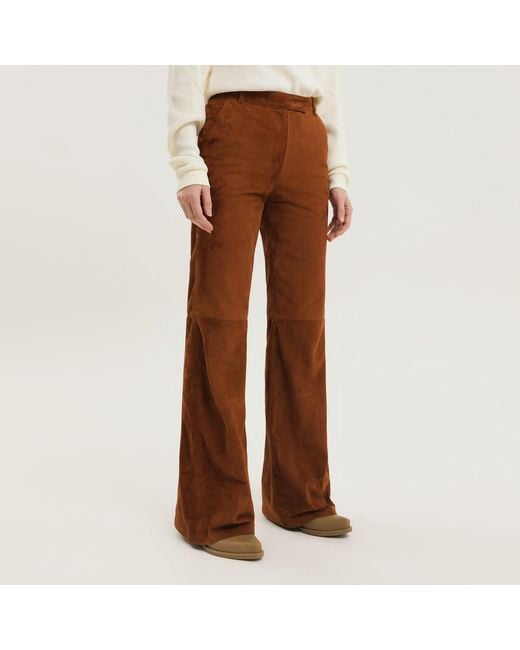 1989 STUDIO Brown Corduroy Flared Leather Pants