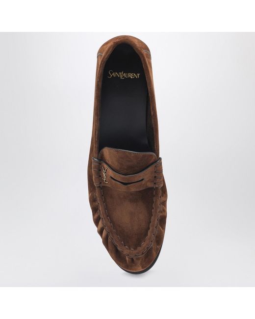 Saint Laurent Brown Le Loafer Dark Havana Suede Loafers for men