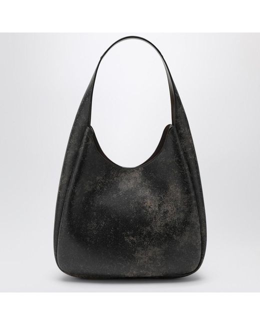 Borsa hobo grande effetto invecchiato con logo di Stella McCartney in Black