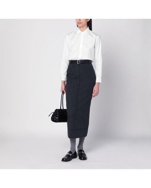 Thom Browne Blue Pinstriped Pencil Skirt
