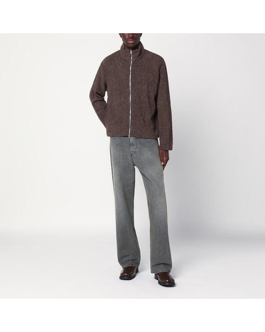 Our Legacy Brown Textu Zip-Up Jacket for men
