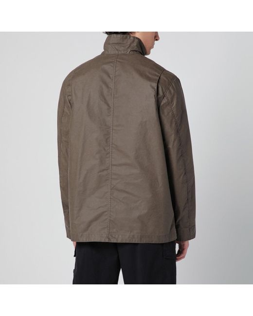 Stone Island Brown Waxed Cotton Canvas Field Jacket for men