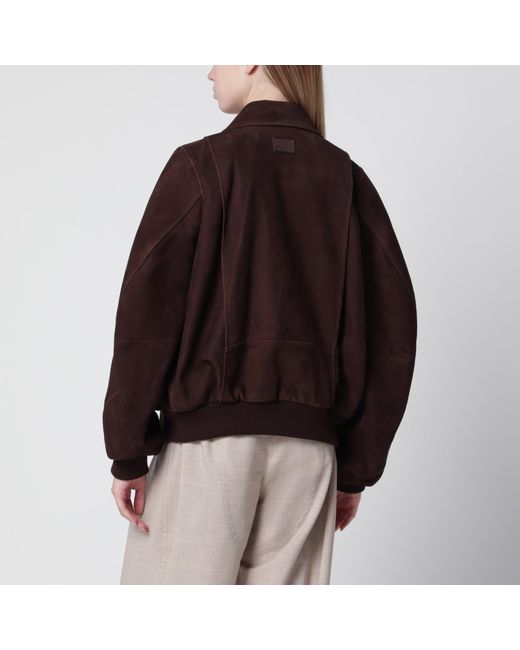 Loewe Brown Dark Suede Bomber Jacket