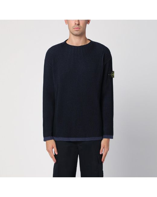 Stone Island Blue Navy Wool Jumper for men