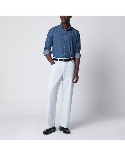 Xacus Blue Tailor Fit Denim Shirt for men