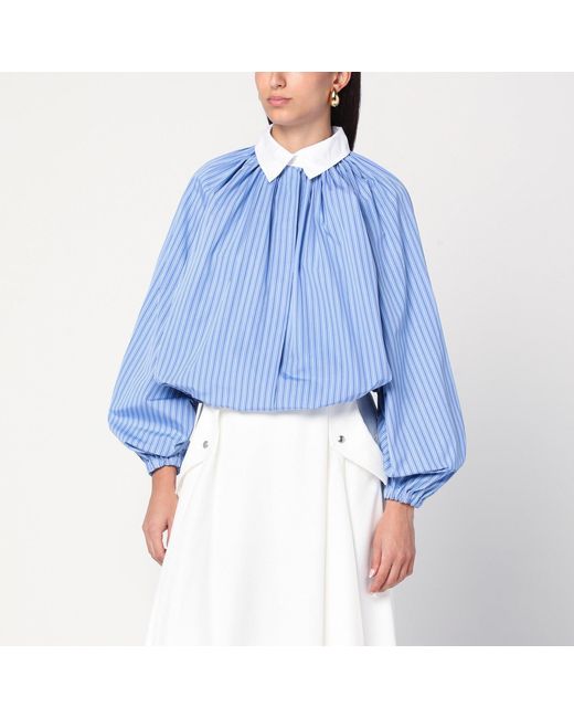 Patou Blue Striped Balloon-Sleeve Shirt