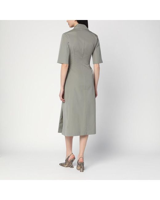 Dries Van Noten Gray Grau Drapiertes Midi-Kleid