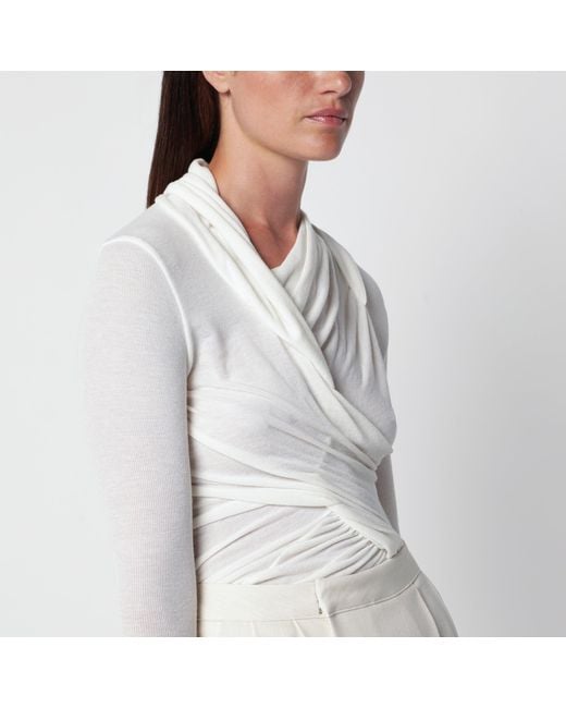 Source Unknown White Ivory Draped Jersey Top