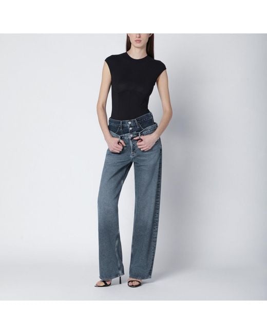 Agolde Blue Elson Jeans With Double Waistband