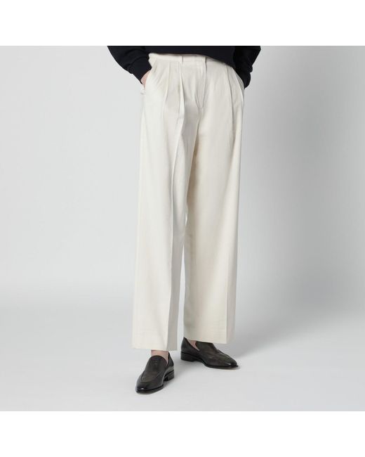 DUNST White Ivory Double-Pleat Trousers
